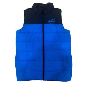 Puma Boys Size M (10 / 12) Puffer Vest Blue Black Logo